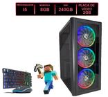 Cpu gamer i5 8gb ssd 240gb placa de vídeo e kit gamer