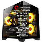 CPU PC Gamer I5 10400F 16GB 480GB RTX 3060 12gb FONTE DE 600W 80 PLUS - Option Soluções