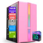 Cpu Pc Gamer Rosa Core I7 3.4GHZ 16GB SSD 480GB Fonte 350W GT710 - Option Soluções