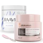 Creme De Massagem Relaxante Raavi 500g + Creme Massagem de Pimenta Negra Hidramais 500g + Espátula Acrílica Santa Clara