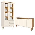 Cristaleira Liz e Aparador Buffet Ambar Off White Nature Henn