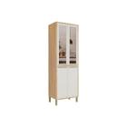 Cristaleira Sala Jantar Syrah c/ 4 Portas (2 c/ Vidro Reflecta) 75cm Amendoa/Off White - Ronipa