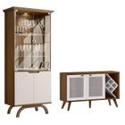 Cristaleira Vicenza com Aparador Buffet Isis 2 Portas Imbuia Off White New Ceval