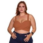 Cropped Alfaiataria Transpassado Bengaline Plus Size