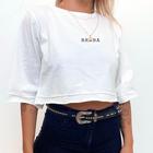 Cropped Algodão Estampado ''Braba'' Modinha Estilo Oversized