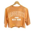 Cropped Algodão Estampado Brooklyn Manga Curta Oversized