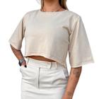 Cropped Algodão Feminino Liso Basico T-shirt Blusa Manga Curta