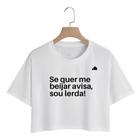 Cropped Blusa T-shirt Feminina Frase Carnaval Beijo - BT248