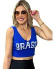 Cropped Blusinha Tricô Feminina Copa Do Mundo Brasil 2022