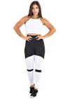 Cropped Branco + Calça Legging Fitness Preto Com Branco Fitness REF: LX054 - Racy