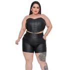 Cropped corselet de material sintético Plus size Ajuste nas costas