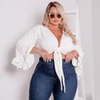 Cropped Feminina Plus Size Elegante Com Amarração Ideal Para O Verão