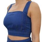 Cropped Feminino Alça Costa Aberta Azul