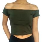 Cropped Feminino Ciganinha Ombro a Ombro Liso Suplex Pp Ao Plus Size