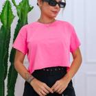 Cropped Feminino Estonado Rosa Neon - 100% algodão