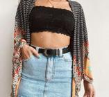 Cropped feminino faixa alcinha de renda