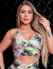 Cropped Feminino Fitness Estampado com Bojo Removível para Academia - Fitmoda