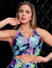 Cropped Feminino Fitness Estampado com Bojo Removível para Academia - Fitmoda