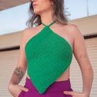 Cropped Feminino Tricot Triangular com alça tamanho M Verde