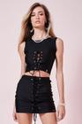 Cropped Feminino Up Glam Amarração Frontal Planet Girls Preto