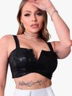 cropped corset com brilho preto em Promoção no Magazine Luiza