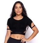 Cropped Fitness Básico Liso Preto