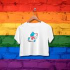 Cropped Gato Transgender - ORGULHO - Branco - Preto - LGBT