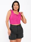 Cropped Laço no Busto Regata Plus Size Moda Feminina Luxo