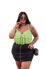 Cropped Lurex Verde Lima Plus Size