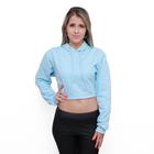 Cropped moletom feminino blusão ganguru azul bebe