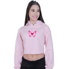 Cropped Moletom Feminino Borboleta Rosa