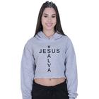 Cropped Moletom Feminino Jesus Cristo Salva