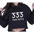 Cropped Moletom Feminino Rock Metal 333 Meio Besta Meme