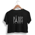 Cropped Paris Blusa Feminina Torre Eiffel Camiseta Gola Careca 100% Algodão