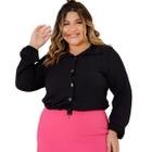 Cropped Plus Size 44 ao 52 Inverno Frio Manga longa Social Com Mangas Bufantes - Eduarda