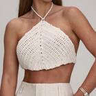 Cropped Top de Crochê Feminino Verão Topinho Triangulo Com Amarração Qualidade