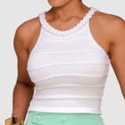 Cropped Top Feminino Regata Gola Trança Tricot Modal Verão