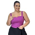 Cropped Top Plus Size Alfaiataria Luxo Com Detalhe Lastex Moda Feminina G1 G2 G3