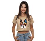 Cropped Tshirt Camiseta Feminina Cachoro Dog Blusinha Cachorrinho Fofo Estiloso bulldog