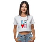 Cropped Tshirt Camiseta Feminina Love Amor Frases Moderna Estilosa Girl