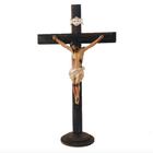 crucifixo cruz madeira cristo resina mesa parede 50 centímetros