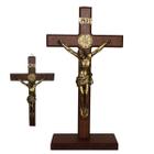 Crucifixo de Mesa e Parede de São Bento Religioso Madeira 30 Cm