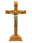 Crucifixo de Mesa Madeira Cristo Metal Linha Premium 35 Cm