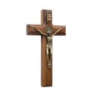 Crucifixo De Parede Medalha De São Bento Cristo Metal Dourado 17 Cm