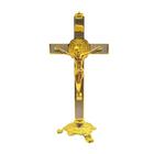 Crucifixo Em Metal Para Parede E Mesa Resinado 20cm Estilizado com Pedestal Cruz Moderna Decoração de Balcão para Altar