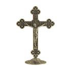 Crucifixo Metal De Mesa Altar Oratório Medalha de São Bento 13cm