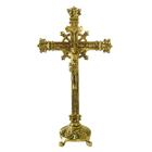 Cruz Crucifixo Mesa Altar Todo Em Bronze Jesus Na Cruz 45cm