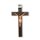 Cruz De Madeira Crucifixo De Parede Tradicional 28cm MDF Pequena Com Cristo de Mão Rústica Presente Tumulo Sepultura