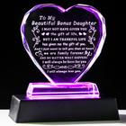 Crystal Heart Keepsake YWHL Bonus Daughter com base de luz