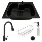 Cuba cozinha 60x42cm inox black + torneira extensível preta - Stillus Home